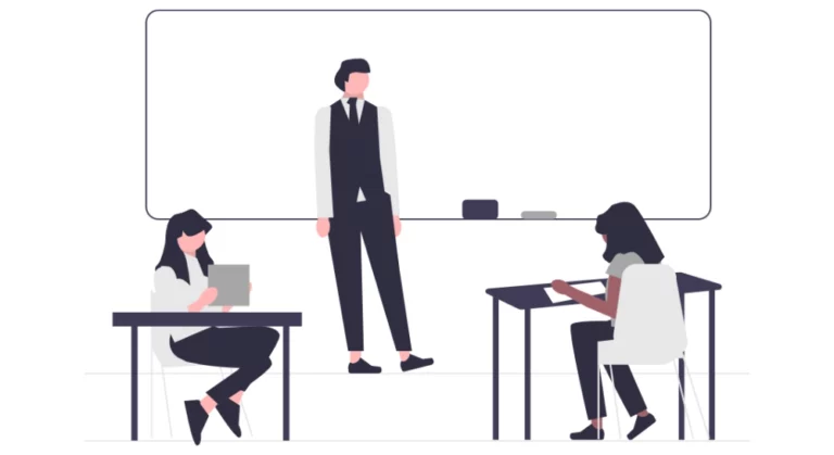 Ein Dozent bildet Studenten weiter